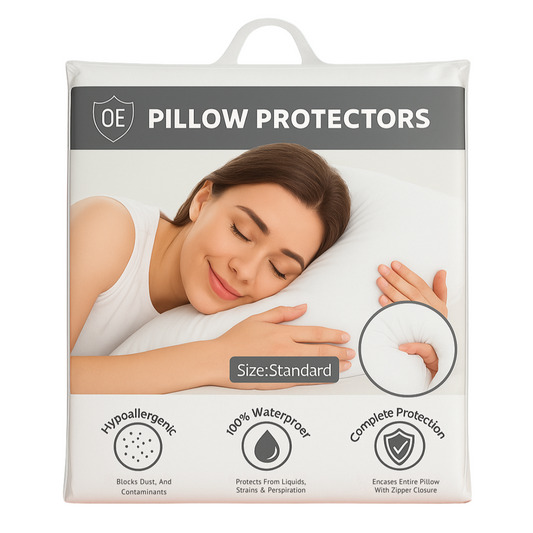 Orimono Elegance Waterproof Terry Pillow Protector with Zipper – Bed Bug Proof & Washable Cover